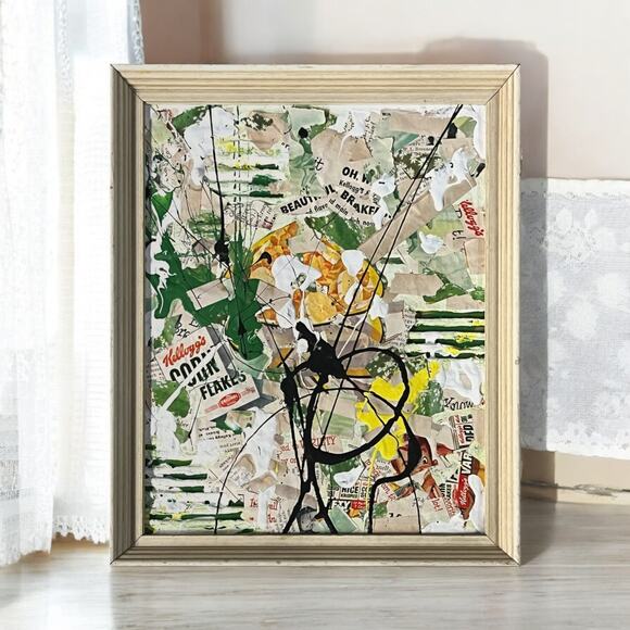 Original Framed Abstract Art Collage 9x11 